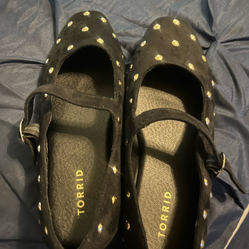 torrid Black Mary Jane Flats with Gold Studs